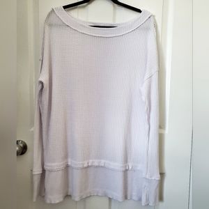 We The Free Oversized Thermal Knit White Long Sleeve Sweater Women's Size Small